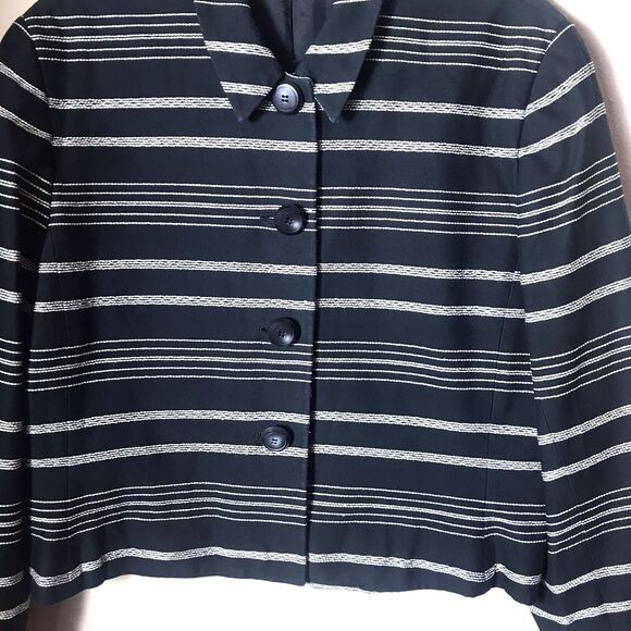 H&W Size 18 Waist Length Blazer Jacket Women's Black With Gray Strips Career - Picture 5 of 15